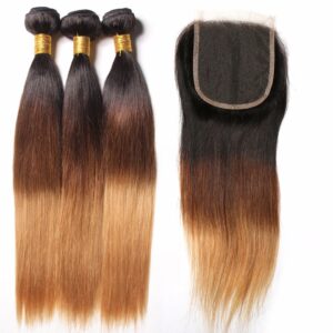 4 Piece 360 Wig Set Platinum Straight Ombre